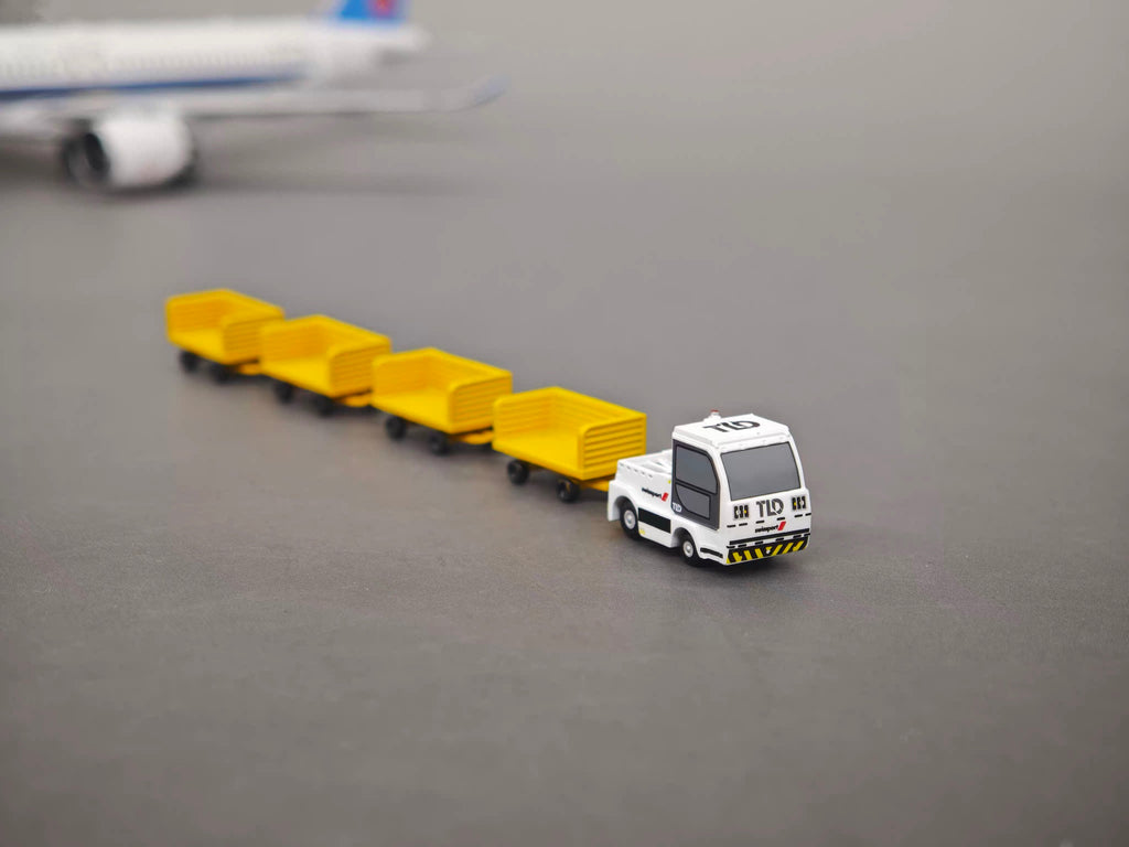 Scale 1:200/144 Airport Swissport Luggage Tractor With Four Carts Finished Painted3D Model