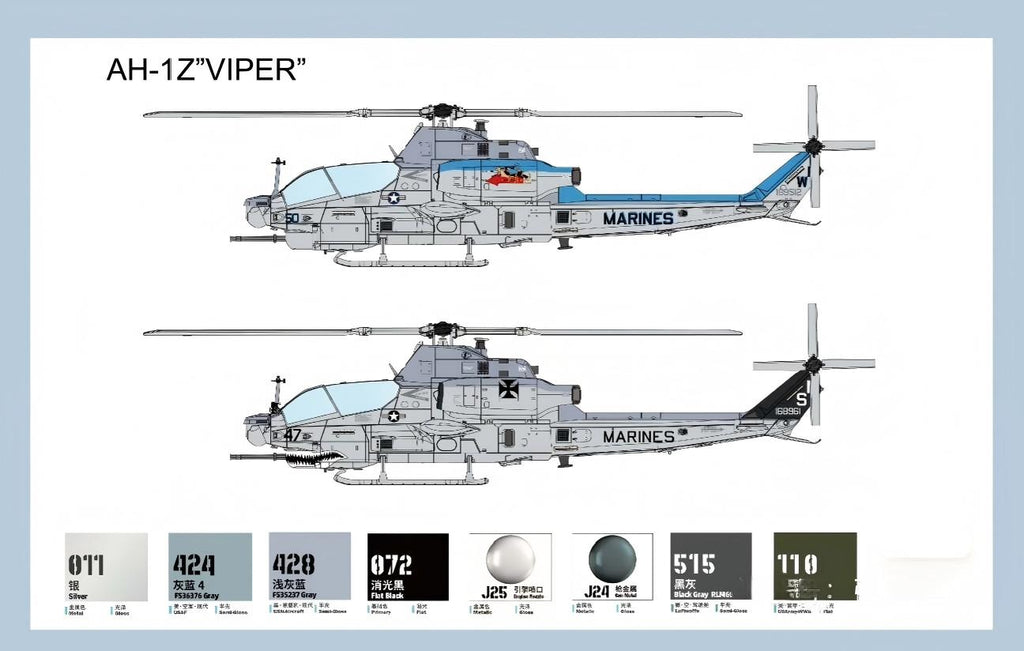 Preorder 1/144 AH-1Z Viper Attack Helicopter Model Assembling 3D Printed Model