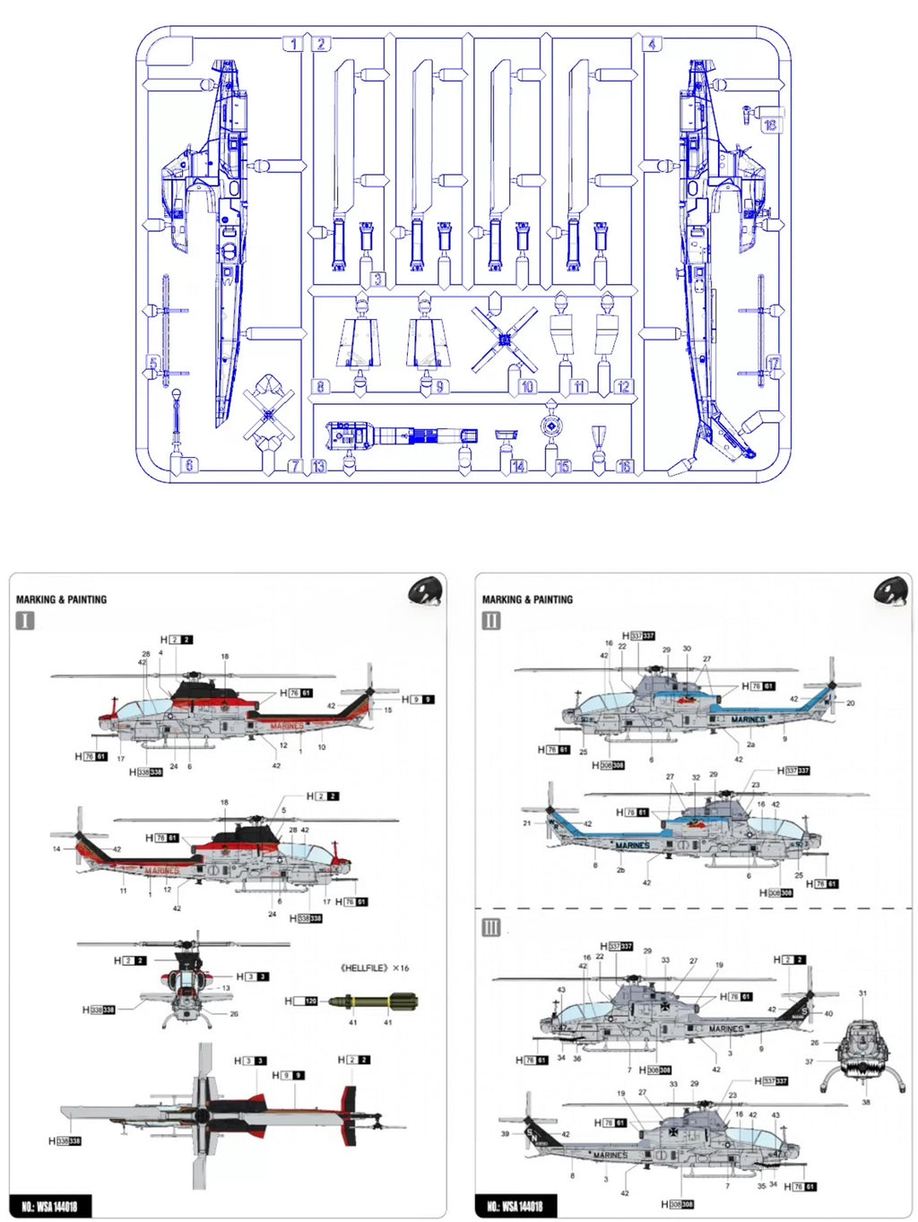 Preorder 1/144 AH-1Z Viper Attack Helicopter Model Assembling 3D Printed Model